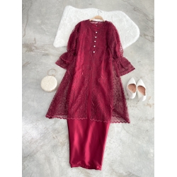 Paulina Lace Dress - Maroon